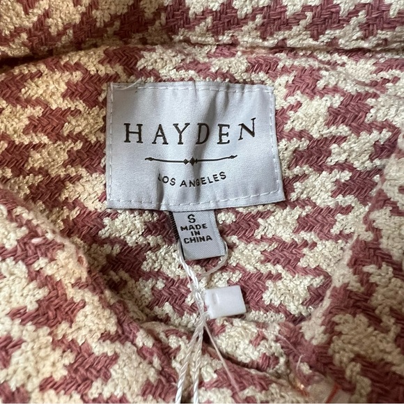 New Hayden Los Angeles Houndstooth Front Pocket Button Detail Coat Size Small - Picture 9 of 10